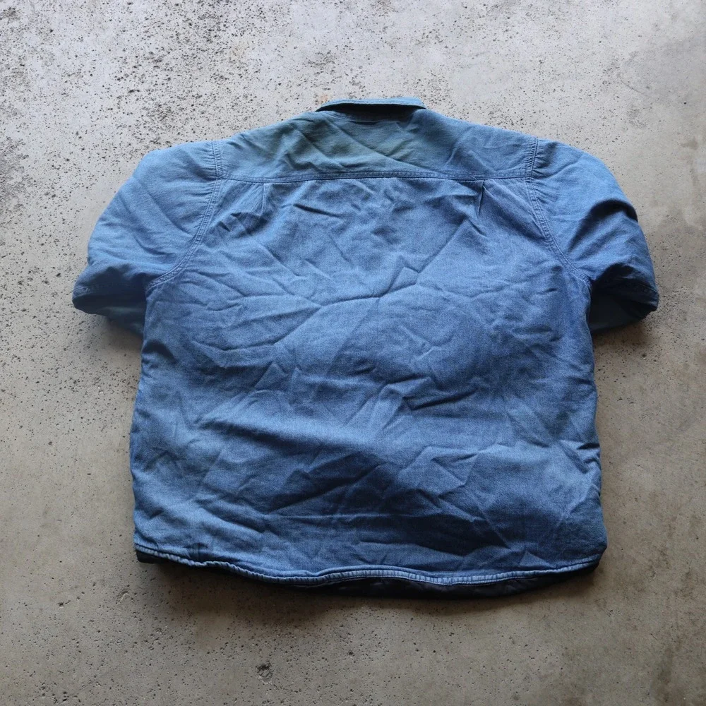 Vintage Wrangler Mens XL Quilted Lined Denim Shirt Jacket Faded Blue Workwear